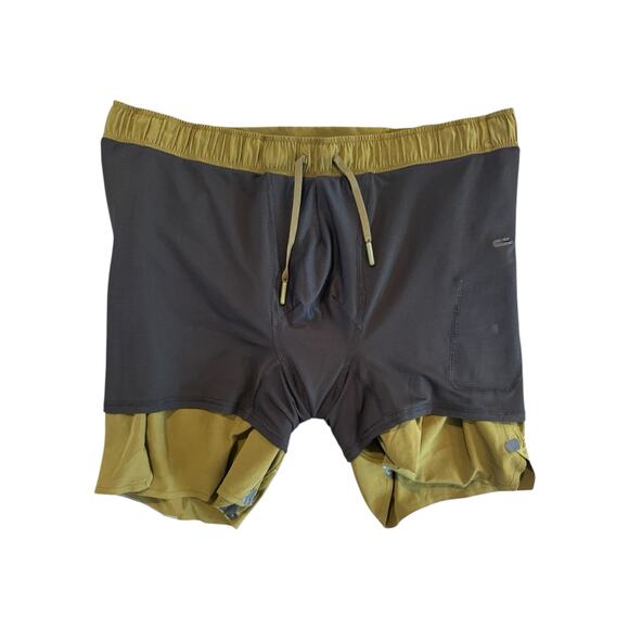 Lululemon Olive Green Men’s Lined Running Shorts 4” Medium Athletic Gym Wear - Picture 6 of 9